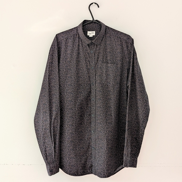 Frank & Oak Men's 100% Cotton Patterned Dress Shirt In Black ~ Size Large - Picture 3 of 9